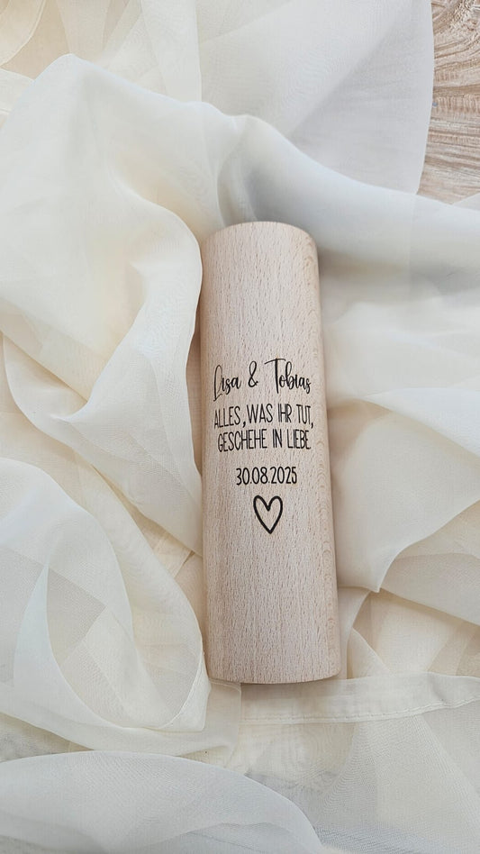 Holzkerzenständer mit Gravur